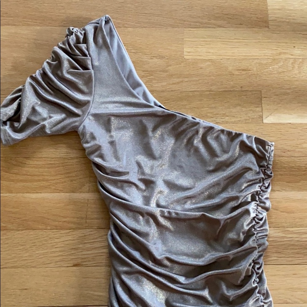 Gold Metallic One Shoulder Dress